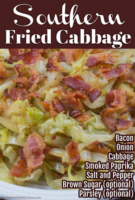 Fried Cabbage Recipe, Fried Cabbage With Bacon, Bacon Cabbage, Cabbage With Bacon, Fried Cabbage Recipes, Southern Fried Cabbage, Bacon Fried Cabbage, Creamy Cauliflower Soup, Cabbage Recipe