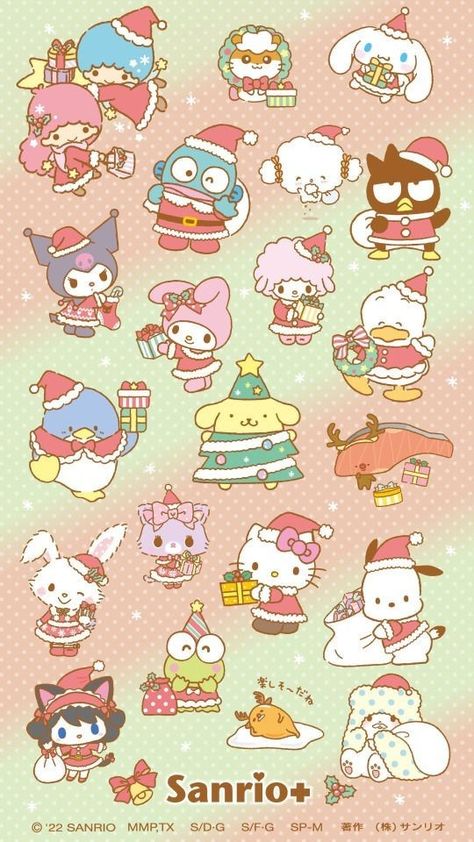 Credit : Sanrio Co.Ltd Sanrio Christmas, Xmas Drawing, Hello Kitty Videos, Walpaper Hello Kitty, Charmmy Kitty, Kawaii Christmas, Hello Kitty Characters, Hello Kitty Art, Hello Kitty Christmas