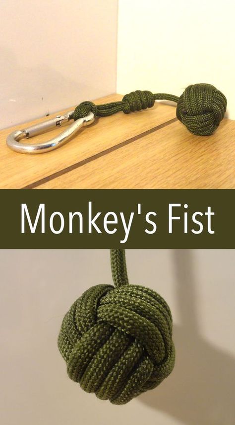 Monkey Fist Keychain, Knot Keychain, Monkey Fist Knot, Paracord Diy, Paracord Knots, Paracord Keychain, Knots Diy, Rope Crafts Diy, Paracord Projects