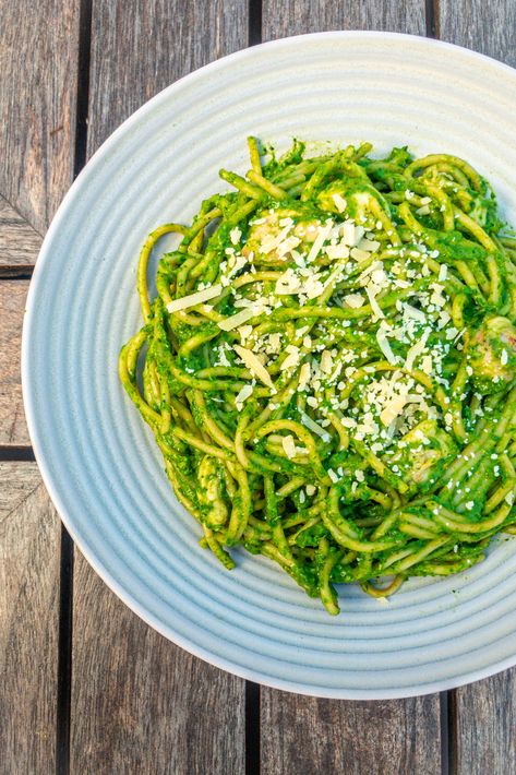 Avocado Spinach Pasta Avocado Spinach Pasta, Perfect Dinner, Spinach Pasta, Chicken Avocado, Grated Cheese, Chef Recipes, Lemon Chicken, Green Beans, Spinach