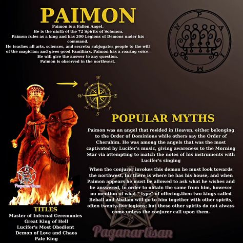 Demonic Symbols Demonology, How To Summon A Demon, Paimon Demon, Demonology Demons, Infernal Divine, Pazuzu Demon, King Paimon, Spiritual Satanism, Theistic Satanism