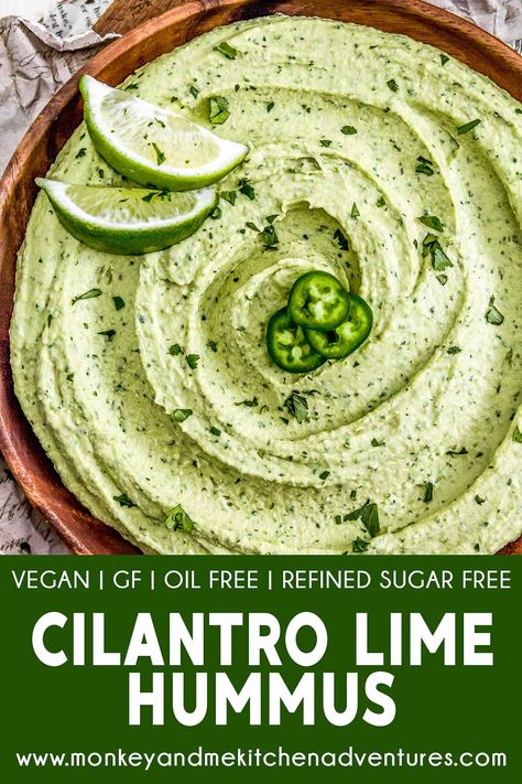 Hummus No Chickpeas, Cilantro Lime Recipes, Cilantro Lime Hummus Recipe, Recipes With Hummus Dinner, Flavored Hummus Recipe, Hummus Topping Ideas, Vegan Spreads And Dips, Asian Hummus, Cilantro Recipes Ideas