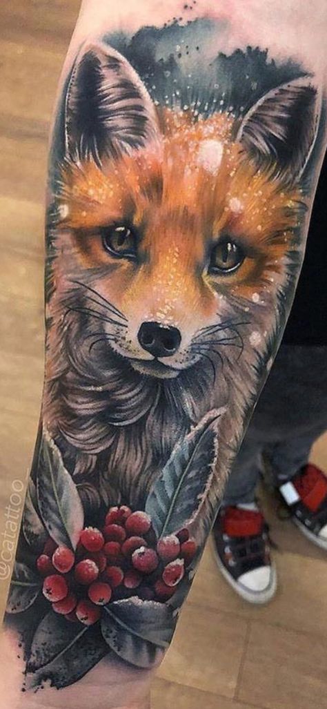 Red Fox Tattoos, Fox Tattoos, Fox Tattoo Design, Animal Sleeve Tattoo, Tier Tattoo, Animals Tattoo, Marvel Tattoos, Fox Tattoo, Cat Tattoos