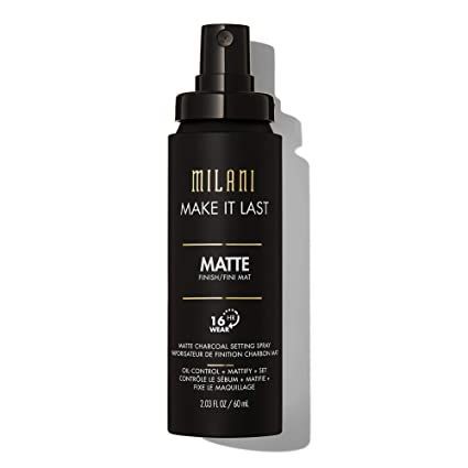 PRIME + CORRECT + SET: Make It Last Charcoal Matte Setting Spray preps your face, features micro-fine charcoal powder and silica to set makeup. It reduces the appearance of imperfections and then locks in for the long haul. Sets and mattifies skin for up to 16 hours without a crease or smudge in sight. Spray before or after makeup application, or wear it alone for a captivating natural finish. Setting Spray For Oily Skin, Primer And Setting Spray, Drugstore Setting Spray, Hydrating Setting Spray, Primer For Oily Skin, Super Dry Skin, Milani Cosmetics, Finishing Spray, Makeup Setting Spray