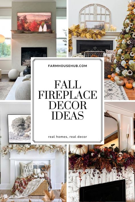 Fall Fireplace Decor Fall Stone Mantle Decor, Fall Fireplace Ideas, Thanksgiving Fireplace Decor, Fall Decor Fireplace Ideas, Cozy Fall Fireplace, Fireplace Fall Decorating Ideas, Fall Fireplace Mantel Decor, Stone Mantle Decor, Fall Fireplace Decor Mantles