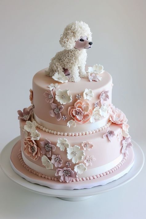 Chic Poodle Birthday Cakes That Are Almost Too Pretty to Eat Poodle Birthday Cake, Poodle Party Theme, Dog Birthday Cake Ideas, Poodle Cake, Puppy Birthday Cakes, Dog Birthday Cake, Dog Cakes, Puppy Birthday, Birthday Cake Ideas