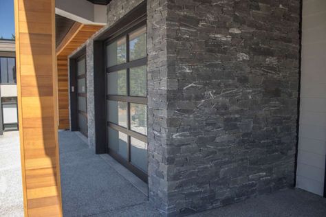 Dark Stone Exterior Wall – K2 Stone Dark Gray Stone House Exterior, Grey Stone House Exterior, Exterior Stone Wall Cladding, Grey Stone House, Stone Siding Exterior, K2 Stone, Slate Veneer, Stone Veneer Wall, Stone Exterior Houses