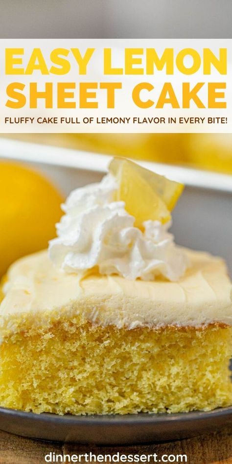 Lemon Poppyseed Sheet Cake, Sheet Pie, Lemon Sheet Cake Recipe, Lemon Sheet Cake, Easy Lemon Cake, Lemon Food, Cake Batter Recipes, Lemon Cake Easy, Sheet Cake Recipe