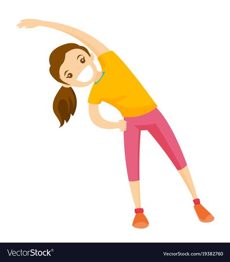 Warm Up Exercise, Cool Down Exercises, Nutrition App, Drawing Exercises, Cartoon People, White Woman, Workout Warm Up, Vector Cartoon, Improve Mood