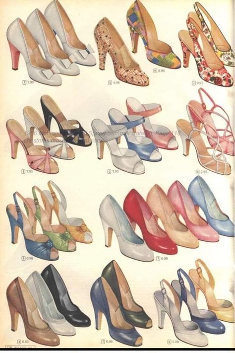 1950s Womens Shoes, Vintage Spring Outfits, 1980s Shoes, Historical Garments, Modern Retro Decor, 1960s Shoes, Mermaid Shoes, 1950s Fashion Women, 50s Women