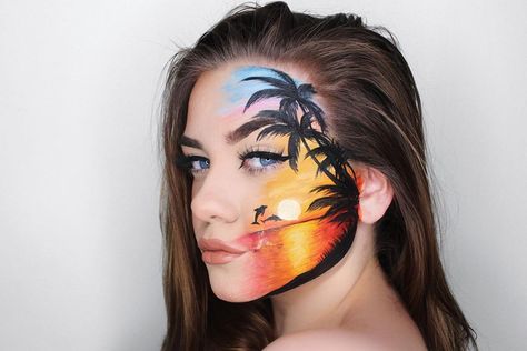 MARIELL LAKSFORS on Instagram: “i need this to be my view so much right now!!☀️🥵 day 22 of the #100daysofmakeupchallenge 🤪 . . . . This is inspired by a painting by…” Nature Face Painting, Face Painting Aesthetic, Annabelle Makeup, Makeup Karakter, Eye Face Painting, Festival Face Paint, Trending Makeup, Holloween Makeup, Makeup Starter Kit