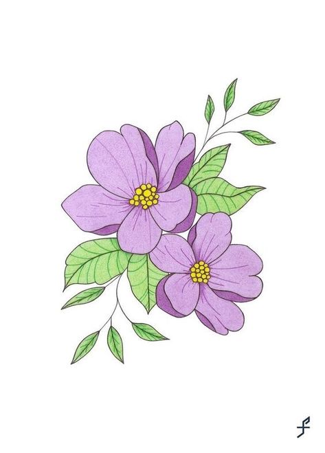 Flower Pot Drawing, Big Flower Design, Decoration Craft Ideas, Violet Flower Tattoos, Pot Drawing, Purple Colour Flowers, Simple Flower Drawing, Easy Flower Drawings, Watercolour Cards