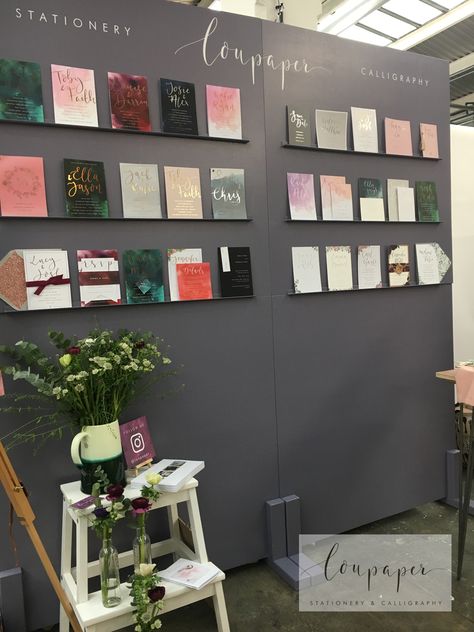 2019 Most Curious Wedding Fair Stand - LouPaper Stationery & Calligraphy #mostcurious #mostcuriousweddingfair #weddingfair #weddingideas #weddinginspo #2019wedding #londonwedding #LouPaper Wedding Invitation Display Ideas, Wedding Fair Stand, Wedding Fair Stand Ideas, Wedding Show Booth Ideas, Wedding Stationery Display, Fair Stand Ideas, Bridal Fair Booth, Exhibition Booth Ideas, Wedding Expo Booth