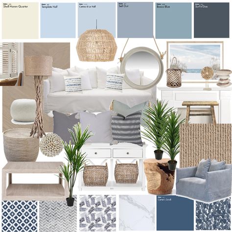 Blue Coastal Interior Design, Monochrome Coastal Interior, Hamptons Design Interiors, Coastal Design Color Palette, Grey And Blue Coastal Bedroom, Hamptons Decor Coastal Style, Beach Hamptons Interior Design, Luxury Costal Interior, Hamptons Style Decor Colour Schemes