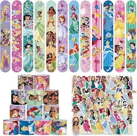 Amazon.com: Princess Slap Bracelet - 36pcs Princess Slap Bracelet and 50 Pcs Stickers for Kids Boys & Girls Birthday Party Supplies Favors : Toys & Games Princess Party Activities, Disney Princess Tea Party, Princess Birthday Decorations, Princesa Sophia, Disney Princess Toys, Pony Birthday Party, Play Makeup, Princess Party Favors, 5th Birthday Party Ideas