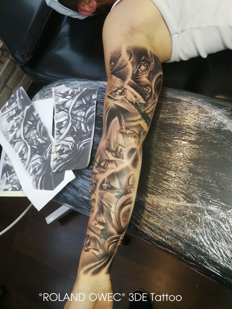 Inner Sleeve Tattoo Men, Inner Sleeve Tattoo, Angel Sleeve Tattoo Mens, Spartan Sleeve Tattoo, Men Tattoo Sleeve, Spartan Warrior Tattoo, Realistic Tattoo Ideas, Spartan Army, Angel Sleeve Tattoo