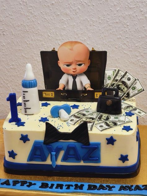 Theme: Onederful 💛🖤🤍 ￼ ￼ BOSS baby 🩵🤍🖤 ￼ ￼ Wild One 💚💛🤍 ￼ ￼ He’s A mean ONE💚❤️🤍 ￼ ￼ He’s Turning UNO💚❤️💙💛 ￼ ￼ Baby Boss Birthday Party Theme, Baby Birthday Party Food, Baby Boss Cake, Baby Cake Design, Baby 1st Birthday Cake, Bos Baby, Cake Designs For Boy, 1st Bday Cake