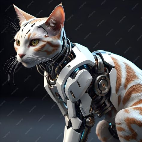 Premium AI Image | This android is a robotic feline created to resemble a house cat The creators were inspired by the Robot Picture, Robot Cat, Robot Dog, Cat Game, Cyborgs Art, Futuristic Robot, Cat Profile, House Cat, Brain Rot