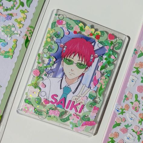 saiki kusuo, anime photocard, polco, toploader deco Anime Toploader Deco, Anime Photocard, Self Business, Saiki Kusuo, Cute Stationery, Diy Ideas, Photo Cards, Art Journal, Art Reference