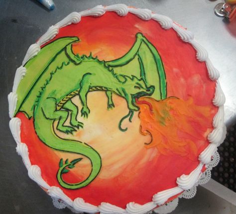 Fire-breathing Dragon birthday cake #icingonthecakelosgatos Dragon Sheet Cake, Dragon Birthday Cakes, Fire Cake, Dragon Cakes, Dragon Cake, Cake Kids, Ninja Party, Bday Party Theme, Fire Breathing