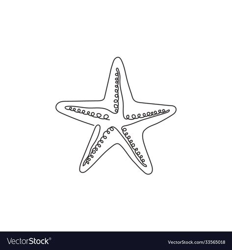 Line Drawing Sea Creatures, Star Creature, Marine Logo, One Continuous Line Drawing, Sea Creatures Drawing, Cute Starfish, Marines Logo, Surf Painting, Logo Identity