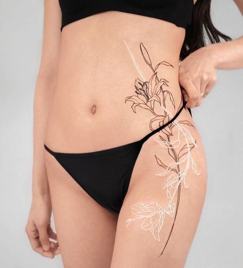 Side Thigh Tattoos Women, Thigh Tats, Thigh Band Tattoo, Dragon Thigh Tattoo, Thigh Tattoos For Women, Butterfly Thigh Tattoo, Small Thigh Tattoos, Flower Hip Tattoos, Side Hip Tattoos