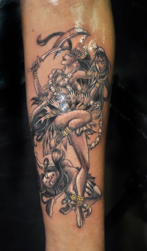 Maha Kali Tattoo, Kali Tattoos, Tattoo Song, Goddess Tattoos, Goa Tattoo, Kali Tattoo, Hindu Tattoos, Ma Tattoo, Aztec Tattoos