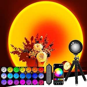 Neroupe Sunset Lamp Projector with APP Control Multicolor Changing Led Lights for Room, 360 Degree Rotation Sunlight Lamp Mood Lighting Bedroom Decor Christmas Gifts Photography for Women Mood Lighting Bedroom, Christmas Gift Photography, Lamp Projector, Light Sunset, Sunset Lamp, Gifts Photography, Sunset Light, Led Color Changing Lights, Christmas Decorations Bedroom