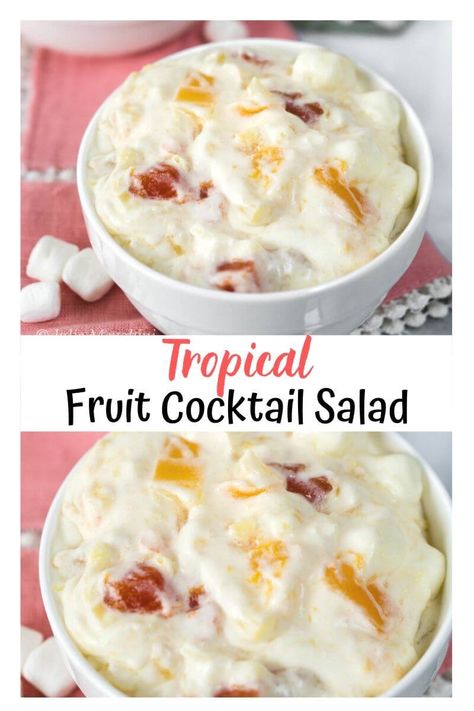 Fruit Cocktail Salad, Tropical Fruit Salad Recipe, Cocktail Salad, Recipes With Fruit Cocktail, Cheesecake Fruit Salad, Jello With Fruit, Fruit Salad With Marshmallows, Easy Fruit Salad Recipes, Tropical Fruit Salad