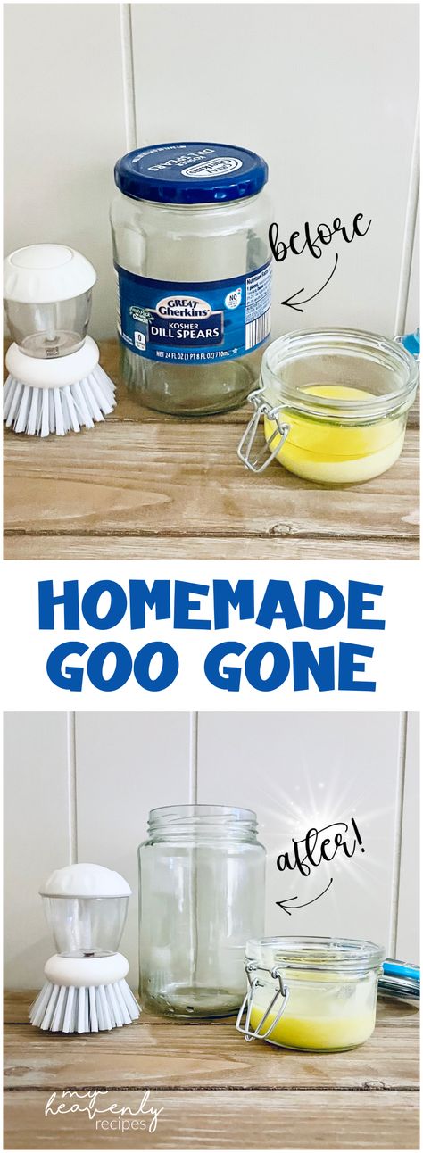 Homemade Goo Gone- diy adhesive remover. how to get labels off jars and candle jars easily. Ingredients to make copycat goo gone. Homemade Goo Gone, Goo Gone, Adhesive Remover, How To Remove Glue, Household Help, Cleaners Homemade, Copycat Recipe, Chore Chart, Cleaning Upholstery