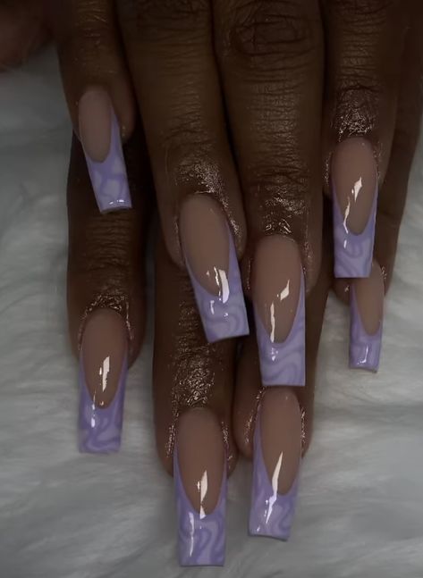 Acrylic Nail Designs Medium Length Purple, Graduation Nails Acrylic Purple, Medium Coffin Nail Designs, Light Purple French Tip Nails Square, Light Purple Acrylic Nails Coffin Medium, Purple Square Acrylic Nails, Dark Purple Ombre Nails, Purple French Tip Nails Acrylic, Dope Nail Designs Mid Length