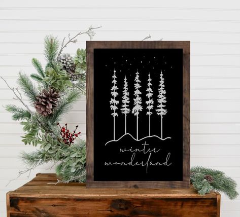 Winter Wonderland Wood Sign, Winter Wall Art, Rustic Christmas Wall Decor, Gift for Holiday Home Decor Small Wooden Christmas Signs, Farmhouse Christmas Wall Art, Rustic Christmas Signs Wood, Homemade Wooden Signs, Country Christmas Signs, Rustic Wood Christmas Tree, Round Wood Christmas Signs, Winter Sayings For Signs, Christmas Sayings Signs