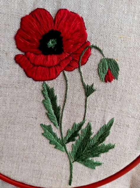 Poppy Pattern, Diy Embroidery Patterns, Hand Embroidery Projects, Mantel Redondo, Embroidered Towels, Hand Embroidery Design Patterns, Hand Embroidery Art, Modern Embroidery, Hand Embroidery Design