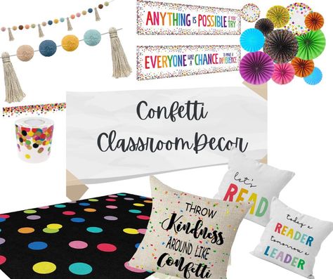 Classroom themes are so fun to play around with. I love the colors of the confetti themed classroom decor. #ad Confetti Themed Classroom, Confetti Theme, Anything Is Possible, Classroom Themes, Classroom Decor, Middle School, Confetti, Reading, Color