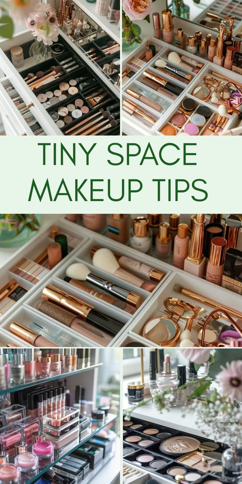 Learn innovative makeup storage hacks for small spaces. This pin showcases 5 clever ideas to keep your beauty products organized and easily accessible. Makeup Drawer Organization Diy, Make Up Organization Ideas Drawers, Wardrobe Arrangement, Small Storage Solutions, How To Organize Makeup, Makeup Storage Hacks, Makeup Closet, Makeup Storage Solutions, Makeup Storage Ideas