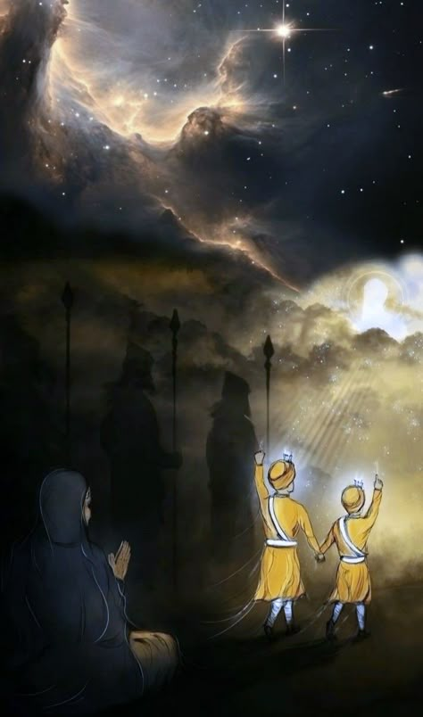 Shahidi Diwas, Char Sahibzade Pics, Char Sahibzade, Diwali Creatives, Phone Wallpapers Funny, Sikhism Beliefs, Dark Knight Wallpaper, Gold Digital Art, Golden Temple Wallpaper