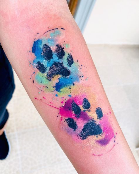 Tattoo Perro, Paw Print Tattoos, Pet Memorial Tattoo, Dog Print Tattoo, Pawprint Tattoo, Dog Paw Tattoo, Rainbow Tattoos, Tattoo Background, Paw Tattoo