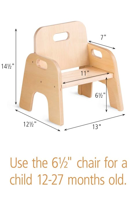 These durable, tiny wooden chairs support a toddler's need for independence. Mobile infants or toddlers can climb in and out by themselves, and even push or carry these sturdy chairs. Tap through for details. Toddler Chair Diy, Baby Chairs Diy, Wooden Kids Furniture, Diy Kids Chair, Wooden Chair Plans, Minimalist Kids Room, Modern Dollhouse Furniture, Making Wooden Toys, Toddler Classroom