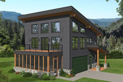 Houseplans.com+Blog:+{blog.title} Reka Bentuk Rumah Kecil, Carriage House Plans, Garage Apartment Plans, Two Story House, Garage House Plans, Lake House Plans, Modern Style House Plans, Small House Design Plans, Mountain High