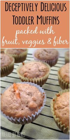 These muffins are packed with fruit, veggies & fiber, but your kids will never know!  They taste SO GOOD! How To Hide Veggies In Muffins, Hiding Fruits And Veggies In Food, High Fiber Foods For Kids Picky Eaters, High Fiber Recipes For Picky Eaters, How To Sneak Veggies Into Food, How To Sneak Veggies Into Food Kids, High Fiber Toddler Snacks, High Fiber Toddler Foods, Sneaking Veggies Into Kids Food