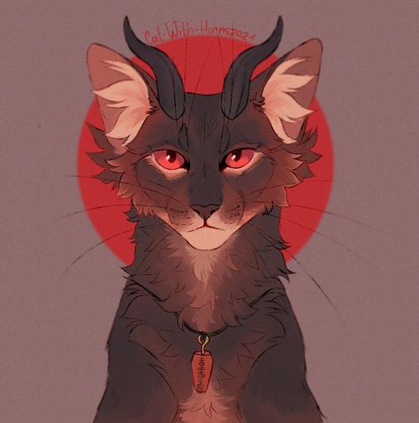 Cat With Horns Art, Winged Cat Drawing, Angel Cat Drawing, Cat With Horns, Wings And Horns, Draw Hair, Warriors Cats, Oc Inspo, Warrior Cats Art