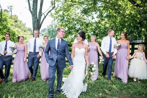 A Navy & Lavender Summer Wedding | Kaylyn + Ethan info@warrenwoodmanor.com White, navy blue and lavender wedding party Navy Wedding Color Schemes, Navy Blue And Lavender Wedding, Lavender Wedding Party, Lavender And Navy Wedding, Blue And Lavender Wedding, Navy Summer Wedding, Lavender Bridesmaids, Holland Wedding, Lilac Dresses