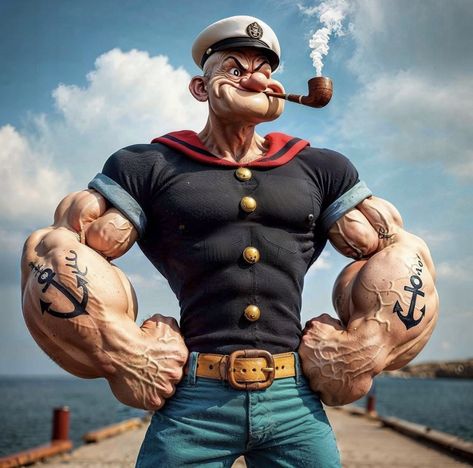 Popeye Cartoon Characters, Jing Y Jang, Popeye Cartoon, Of Monsters And Men, Hulk Art, Popeye The Sailor Man, Vintage Sailor, Funny Caricatures, Image Swag