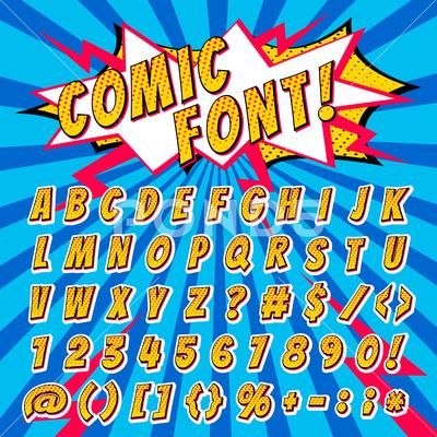 Comic font vector cartoon alphabet letters in pop art style and alphabetic text Stock Illustration #AD ,#cartoon#alphabet#letters#Comic Cartoon Alphabet Letters, Comic Book Font, Batman Characters, Cartoon Alphabet, Pop Art Images, Comic Font, Packaging Design Trends, Cartoon Font, Pillar Design