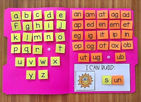 Word Building Activities, Word Family Activities, Cvc Words Kindergarten, Cvc Word Activities, Cvc Word Families, English Phonics, Cvc Word, Homeschool Classroom, Word Building