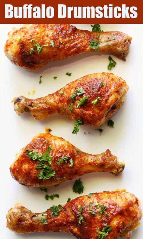 Buffalo Drumsticks, Easy Oven Recipe - Healthy Recipes Blog Buffalo Chicken Recipes Healthy, Buffalo Drumsticks, Buffalo Chicken Recipes Easy, Drumstick Recipes Baked, Chicken Drumstick Recipes Oven, Drumstick Recipes Oven, Buffalo Chicken Recipe, Baked Drumsticks, Easy Oven Recipes