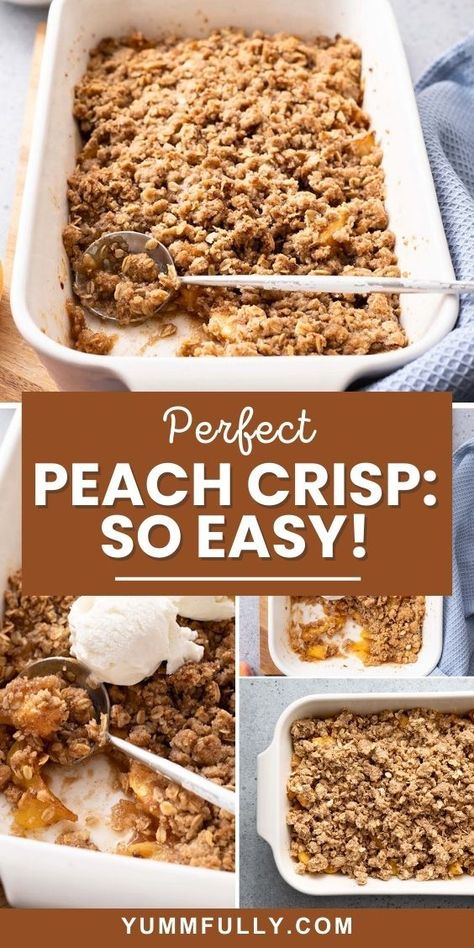 Float in the taste of summer with our Perfect Peach Crisp, where ripe, juicy peaches are topped with a buttery, golden oat and cinnamon crumble for the ultimate dessert delight. For more delicious recipes that celebrate the flavors of each season it takes only one click! Can Peaches Recipes, Easy Peach Crisp, Peach Crisp Recipe, Peach Crisp, Perfect Peach, Canned Peaches, Crisp Recipe, Peaches, Frozen