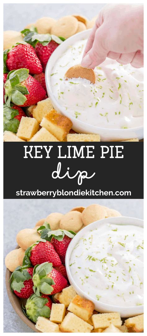 With only 4 ingredients and the same amazing taste and tang you love from the classic pie, this Key Lime Pie Dip will send you straight into summertime bliss! Keylime Dessert, Key Lime Pie Dip, Incredible Desserts, Strawberry Blondie, Key Lime Recipes, Tailgate Ideas, Recipe Appetizers, Snacks Chips, Pie Dip