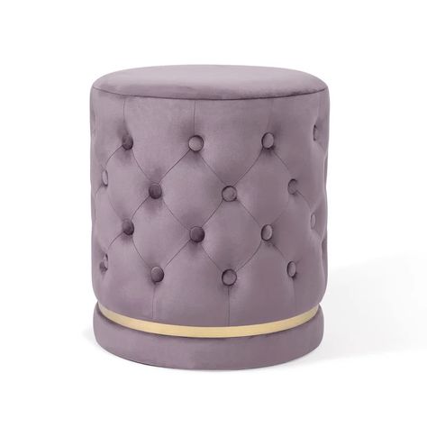 House of Hampton® 18.3" Tall Vanity Stool & Reviews | Wayfair Round Velvet Ottoman, Wooden Footstool, Makeup Stool, Small Ottoman, Foot Rest Ottoman, Accent Stool, Velvet Ottoman, Cube Ottoman, Purple Home