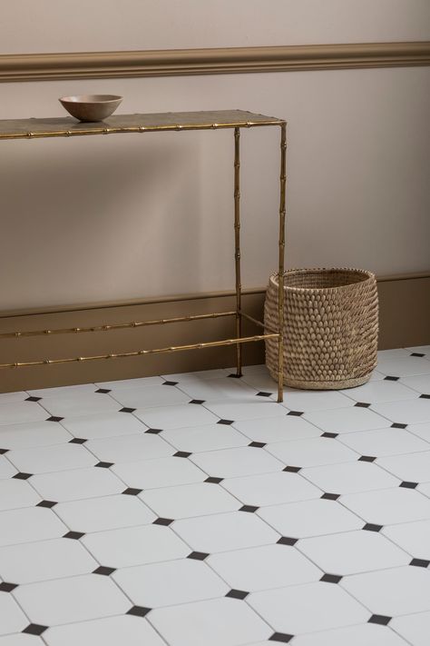 Octagon Tile Bathroom, Octagon Tile Floor, Tiled Hallway Floor, Octagon Tile, Mandarin Stone, Modern Hampton, Porcelain Paving, Tile Furniture, Tiled Hallway